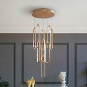 LED-riippuvalaisin Colette, 9-lamppuinen, pyöreä, ruusukultainen