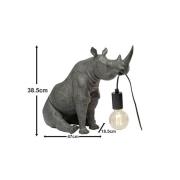 Kare pöytävalaisin Sitting Rhino, harmaa, korkeus 39 cm, E27