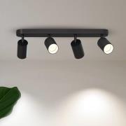 Calex GU10-kattospotti, musta, pituus 49 cm, 4-lamppuinen, metalli