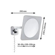 Paulmann LED-seinäpeili Bela, kromi, IP44, pistoke