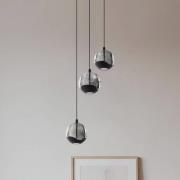 Lucande LED-riippuvalaisin Hayley, musta, 3-lamppuinen, lasi