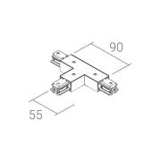 Ivela T-liitin SQUARE 48 V, musta, suojajohdin oikealla