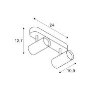 SLV LED-kattokohdevalo Noblo, pituus 24 cm, metalli, 2-lamppuinen.