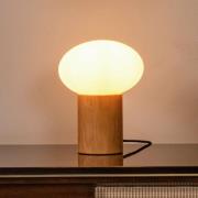 Pöytävalaisin Birtle, korkeus 38 cm, valkoinen/vaalea puu, puu/lasi