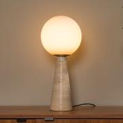 Pöytälamppu Evin, kermanvärinen, korkeus 46 cm, kivi/lasi