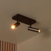 Kattokohdevalo Grado, pituus 25 cm, harmaa, metalli, 2-lamppuinen.