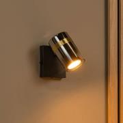 Seinäkohdevalaisin Upton, Ø 6 cm, musta/savuharmaa, metalli/lasi