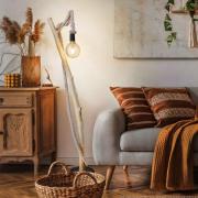 Nerida-lattiavalaisin, vaaleanruskea, puu/hamppu, korkeus 150 cm