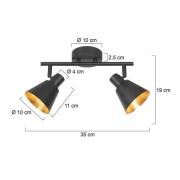 Kattokohdevalo Oeroe, 2-lamppuinen, musta, metalli, E14