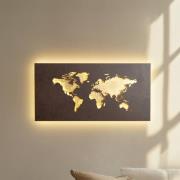 Lucande LED-seinävalaisin World, ruoste/kulta, 60 cm x 30 cm