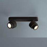 LED-spotti BRUSH, musta, 30 cm, 2-lamppuinen, metalli, himmennettävä, ...