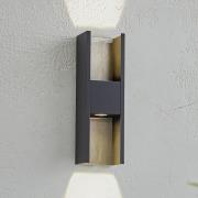 Lucande LED-ulkoseinävalaisin Lavrin, musta/harmaa, alumiini