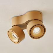 Arcchio LED-kattokohdevalo Rotari, ruskea, 2-lamppuinen, 8,9W