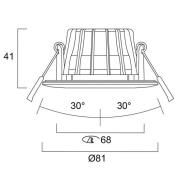 Sylvania upotettava valaisin Obico 68, kromi, IP65, CCT, himmennettävä