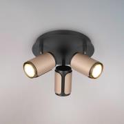 Kattokohdevalo Gillan, kahvi, 3-lamppuinen, pyöreä, metalli, GU10