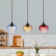 Riippuvalaisin Sander, pituus 80 cm, värikäs, lasi, 3-lamppuinen.