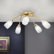 Kattovalaisin CARLA, messinkivärinen, Ø 60 cm metalli/lasi 5-lamppuine...