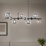 Rumba-riippuvalaisin, musta/savuharmaa, lasi/metalli, 10-lamppuinen.