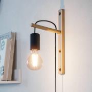 Pockley seinävalaisin, ulkonema 16 cm, musta/puu, puu, puu