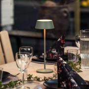 LED-akkukäyttöinen pöytälamppu Menton, vihreä, korkeus 27 cm, IP54, US...