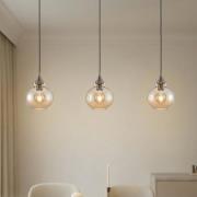 Lindby riippuvalaisin Tymoni, 3-valo, meripihka, lasi, Ø 20 cm