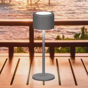 LED-pöytälamppu Juna, hiekanharmaa, korkeus 25 cm, metalli, IP54