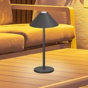 LED-akkukäyttöinen pöytälamppu Prato, hiekanharmaa, korkeus 25 cm, met...