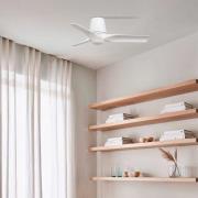 LED-kattotuuletin Hey, valkoinen, DC, hiljainen, Ø 90 cm, CCT