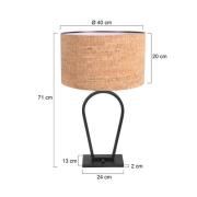 Pöytälamppu Stang, musta/ruskea, korkeus 71 cm, korkki