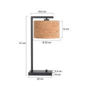 Pöytälamppu Stang, musta/ruskea, korkeus 51 cm, korkki