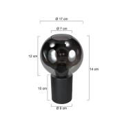 Pöytälamppu Bloeba, musta/savuharmaa, Ø 17 cm, lasipallo