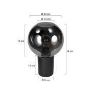 Pöytälamppu Bloeba, musta/savuharmaa, Ø 20 cm, lasipallo