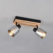 Travia-kohdevalaisin, pituus 39 cm, 2-lamppuinen, musta/savuharmaa