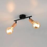 Kattovalaisin Lamego, musta, pituus 35 cm, 2-lamppuinen, metalli