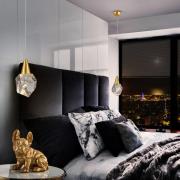 Aquaria LED-riippuvalaisin, kirkas lasi, kultainen, polyedrinen