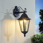 Navedo-ulkoseinälamppu, musta/hopea, korkeus 47 cm, alaspäin