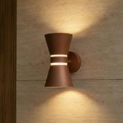 Lucande LED-ulkoseinävalaisin Meravi, ruskea, 2-lamppuinen, IP44