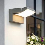 Lindby LED-ulkoseinälamppu Sherin, harmaa, IP54, kääntyvä