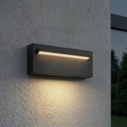 Lucande LED-seinäuppovalaisin Joril, 25 cm, musta, IP65