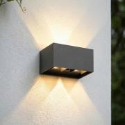 Lindby LED-ulkoseinälamppu Nivar, musta, 4-lamppuinen, 20 cm, IP54