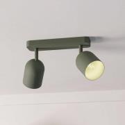 Kattokohdevalo Tilston, tummanvihreä, pituus 28 cm, 2-lamppuinen teräs