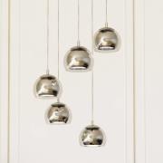 Rocamar 1 -riippuvalaisin, kromi, Ø 59 cm, 5-lamppuinen, metalli/lasi