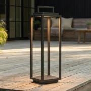 Lucande LED-ulkovalaisin Elaja, musta, ladattava akku, USB, himmennett...