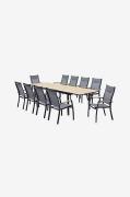 Istuinryhmä, jossa jatkettava pöytä 210 cm, 10 pinottavaa tuolia PANAM...