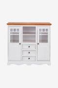 Loft24Highboard Melissa 2 lasiovea/3 vetolaatikkoa/1 hylly.ValkoinenKa...