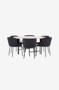 Venture HomeRuokapöytä Copenhagen ja Edina-tuoliMustaRuokailuryhmät- H...