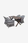 LifestyleGardenPöytä 150 cm & 4 kpl Marbella-tuolejaRuskeaRuokailuryhm...