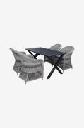LifestyleGardenPöytä 150 cm & 4 kpl Marbella-tuolejaMustaRuokailuryhmä...