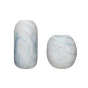 Hübsch Hübsch vaasi 2-pakkaus 15x17 cm Marmori-valkoinen-sininen
