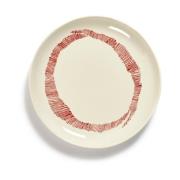 Serax Ottolenghi Feast lautanen S Ø19 cm 2-pakkaus White stripes-red